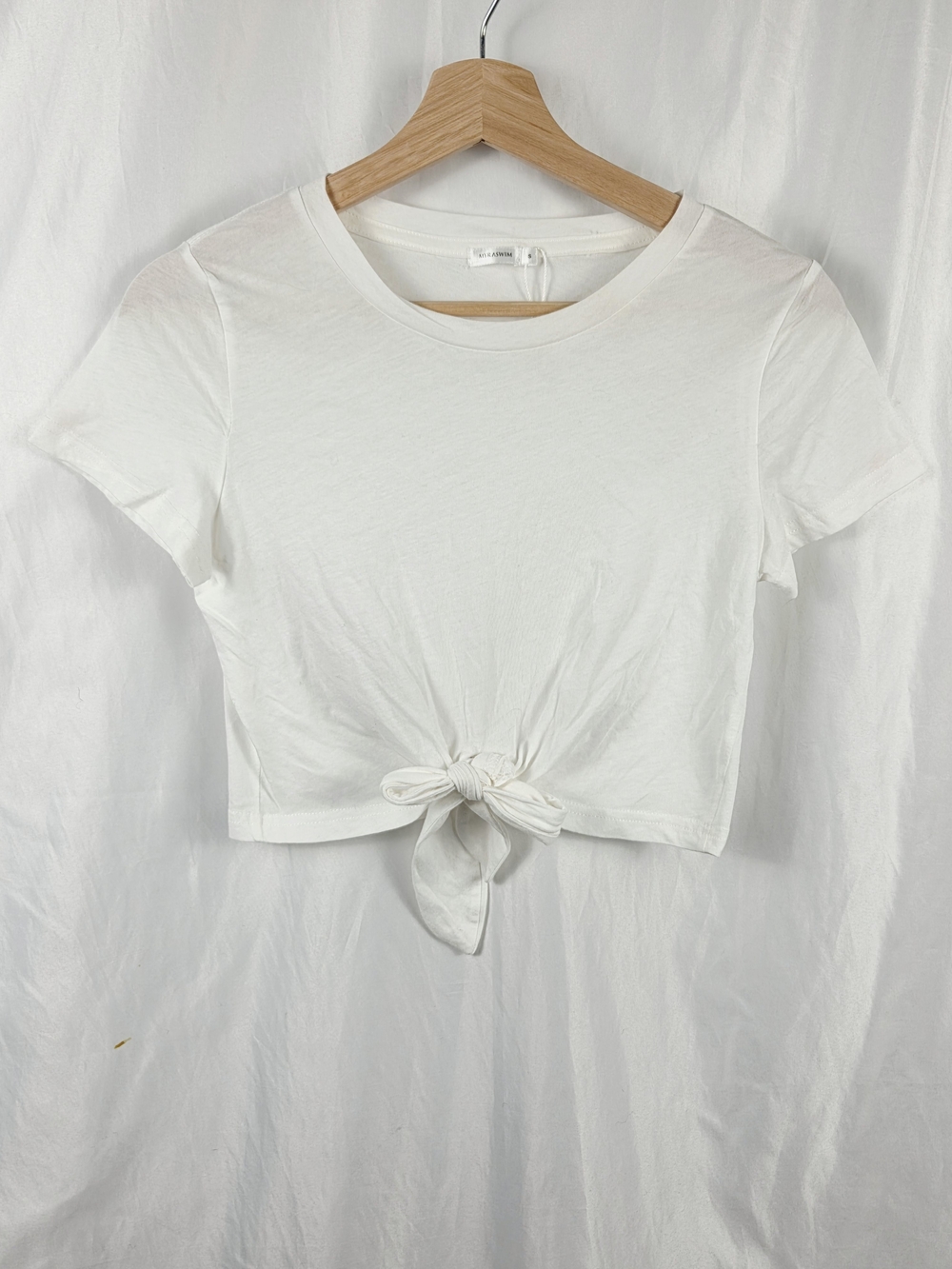 Myraswim Women's White Tie-Front Swim Crop Top Size Small